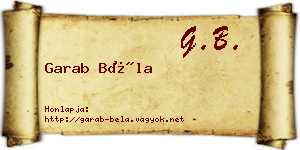 Garab Béla névjegykártya